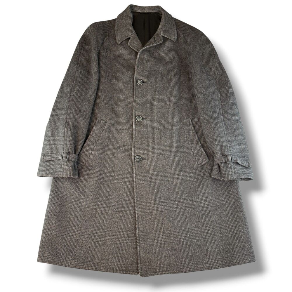 Vintage Hart Schaffner & Marx Pure Wool Grey Long Overcoat Union Made RARE 2XL